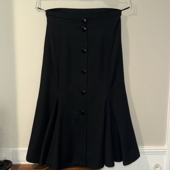 Vintage Lanvin Life Black Button-up Skirt. No size tag. Waist 15”/Length 32”.